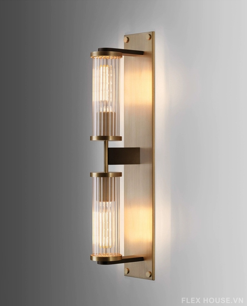 Đèn tường bằng thép chao kính sọc độc đáo QC9708 1 Đèn tường bằng thép chao kính sọc độc đáo QC9708