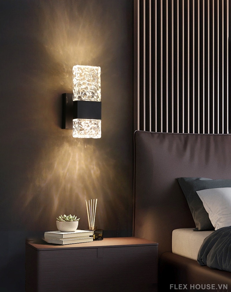 Đèn tường pha lê gợn nước khung thép không gỉ ZJ3985 4 Đèn tường pha lê gợn nước khung thép không gỉ ZJ3985