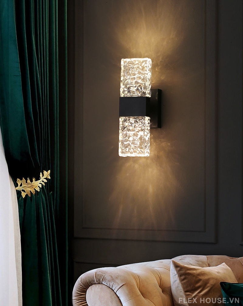 Đèn tường pha lê gợn nước khung thép không gỉ ZJ3985 6 Đèn tường pha lê gợn nước khung thép không gỉ ZJ3985