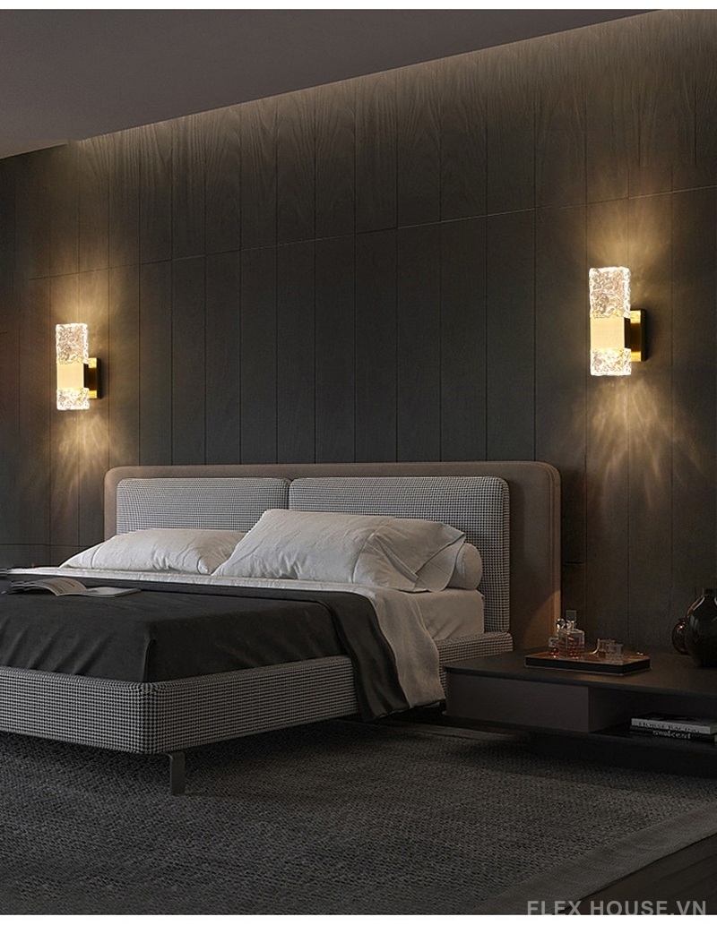 Đèn tường pha lê gợn nước khung thép không gỉ ZJ3985 2 Đèn tường pha lê gợn nước khung thép không gỉ ZJ3985