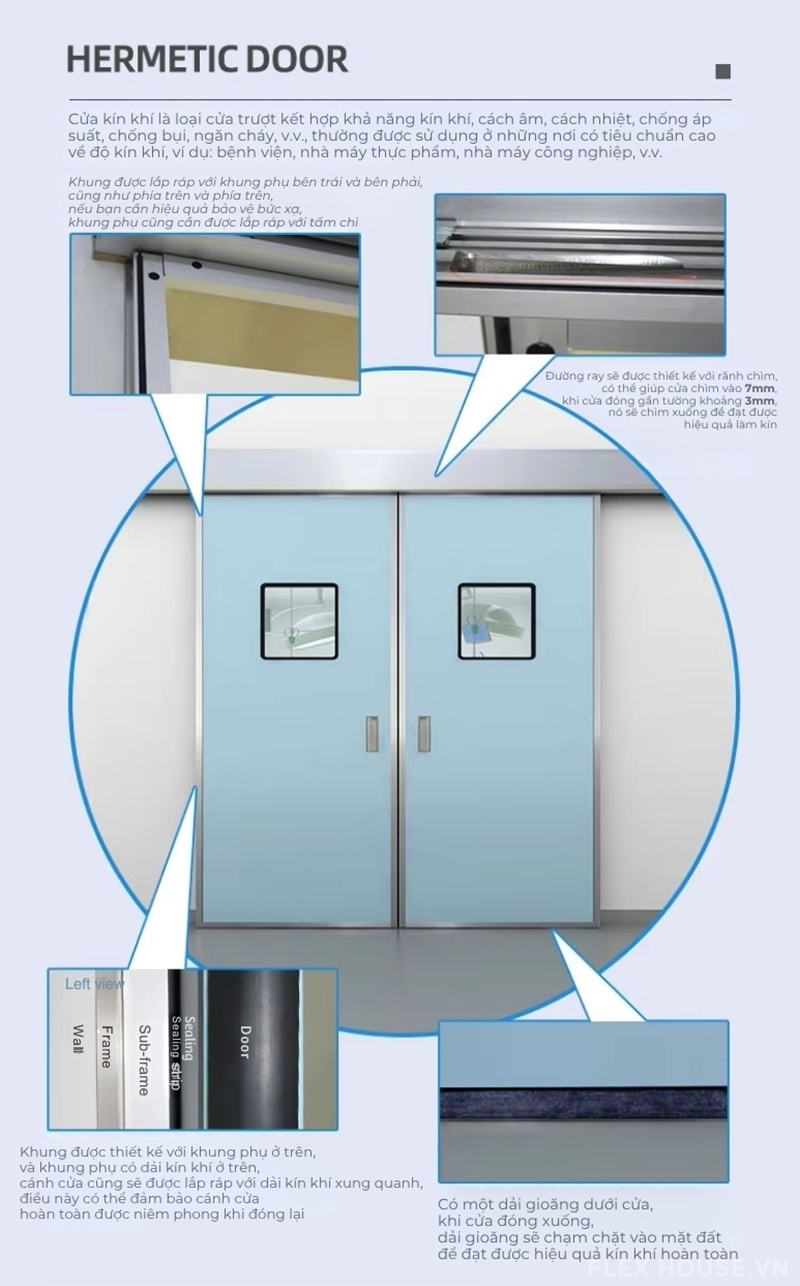 Phụ kiện cửa trượt tự động phòng sạch ICU chống bức xạ HH180 3 Phụ kiện cửa trượt tự động phòng sạch ICU chống bức xạ HH180