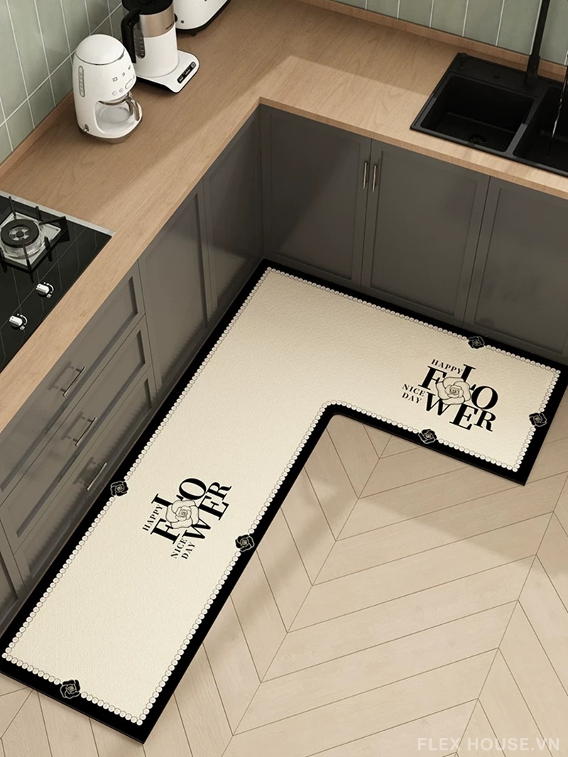 Thảm bếp đẹp chữ Happy Flower Nice Day cách điệu HY9867 5 Thảm bếp đẹp chữ Happy Flower Nice Day cách điệu HY9867.L