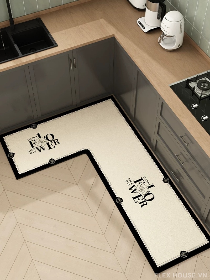 Thảm bếp đẹp chữ Happy Flower Nice Day cách điệu HY9867 4 Thảm bếp đẹp chữ Happy Flower Nice Day cách điệu HY9867.R
