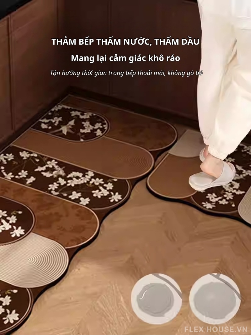 Thảm bếp viền lượn sóng họa tiết hoa nhí Vintage HY9550 1 Thảm bếp viền lượn sóng họa tiết hoa nhí Vintage HY9550