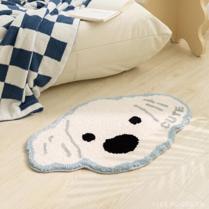 Thảm Cashmere decor phòng ngủ hình chó Maltese QZ4391