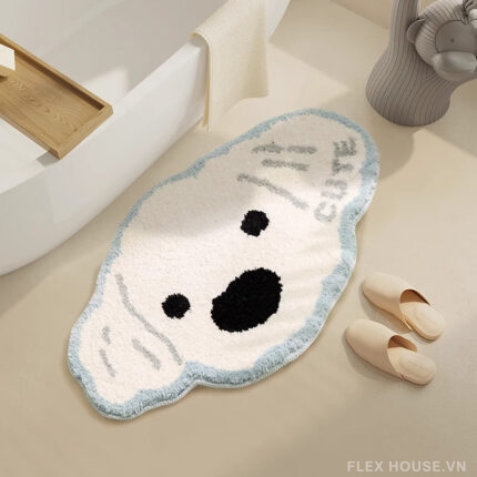 Thảm Cashmere decor phòng ngủ hình chó Maltese QZ4391