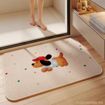 Thảm chùi chân nhà tắm nhanh khô hình Dachshund XF2198.02