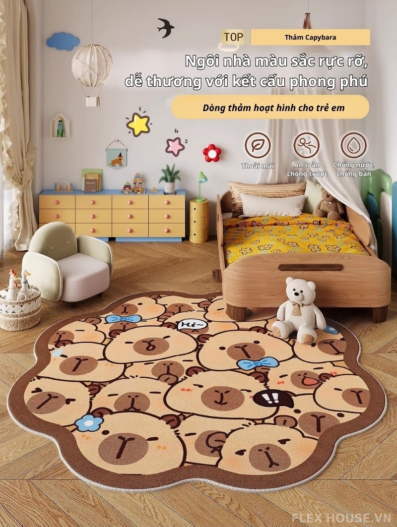Thảm dệt công nghệ lá sen chống thấm Capybara HY5329 1 Thảm dệt công nghệ lá sen chống thấm Capybara HY5329