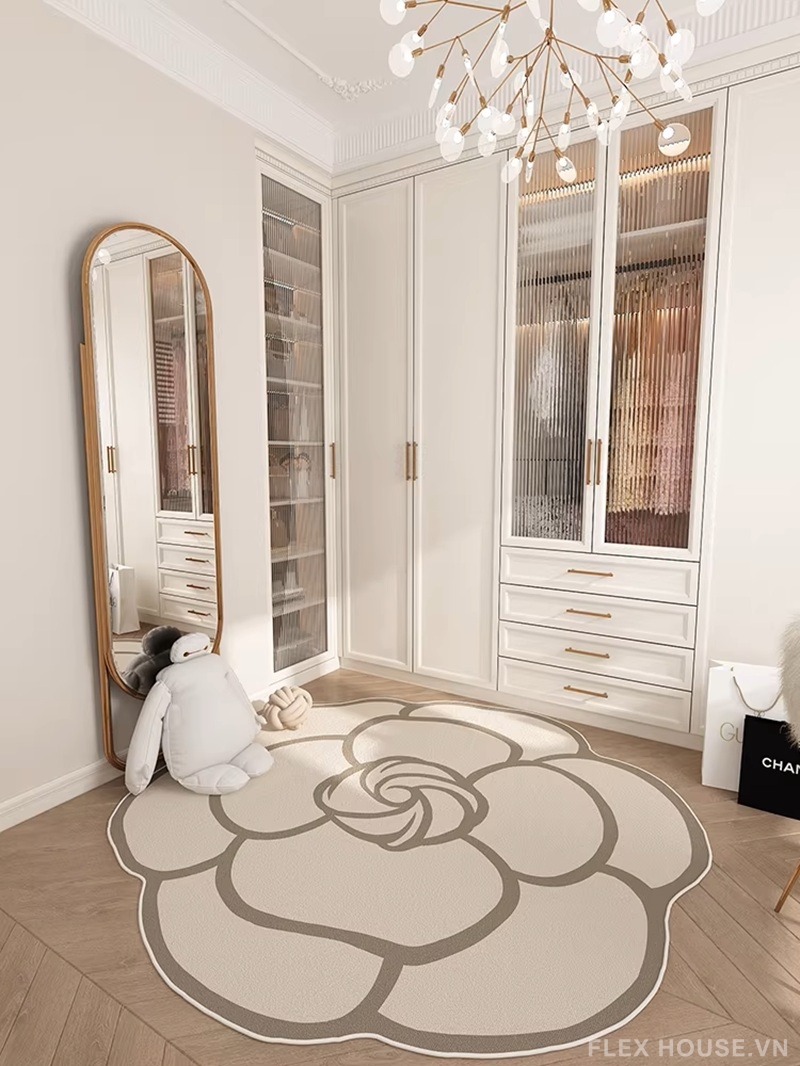 Thảm dệt hoa trà Camellia decor góc tủ đồ bedroom HY8477 1 Thảm dệt hoa trà Camellia decor góc tủ đồ bedroom HY8477.01
