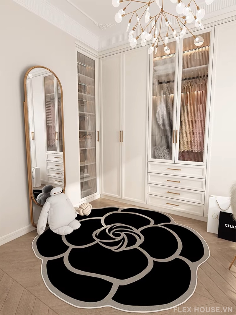 Thảm dệt hoa trà Camellia decor góc tủ đồ bedroom HY8477 2 Thảm dệt hoa trà Camellia decor góc tủ đồ bedroom HY8477.02