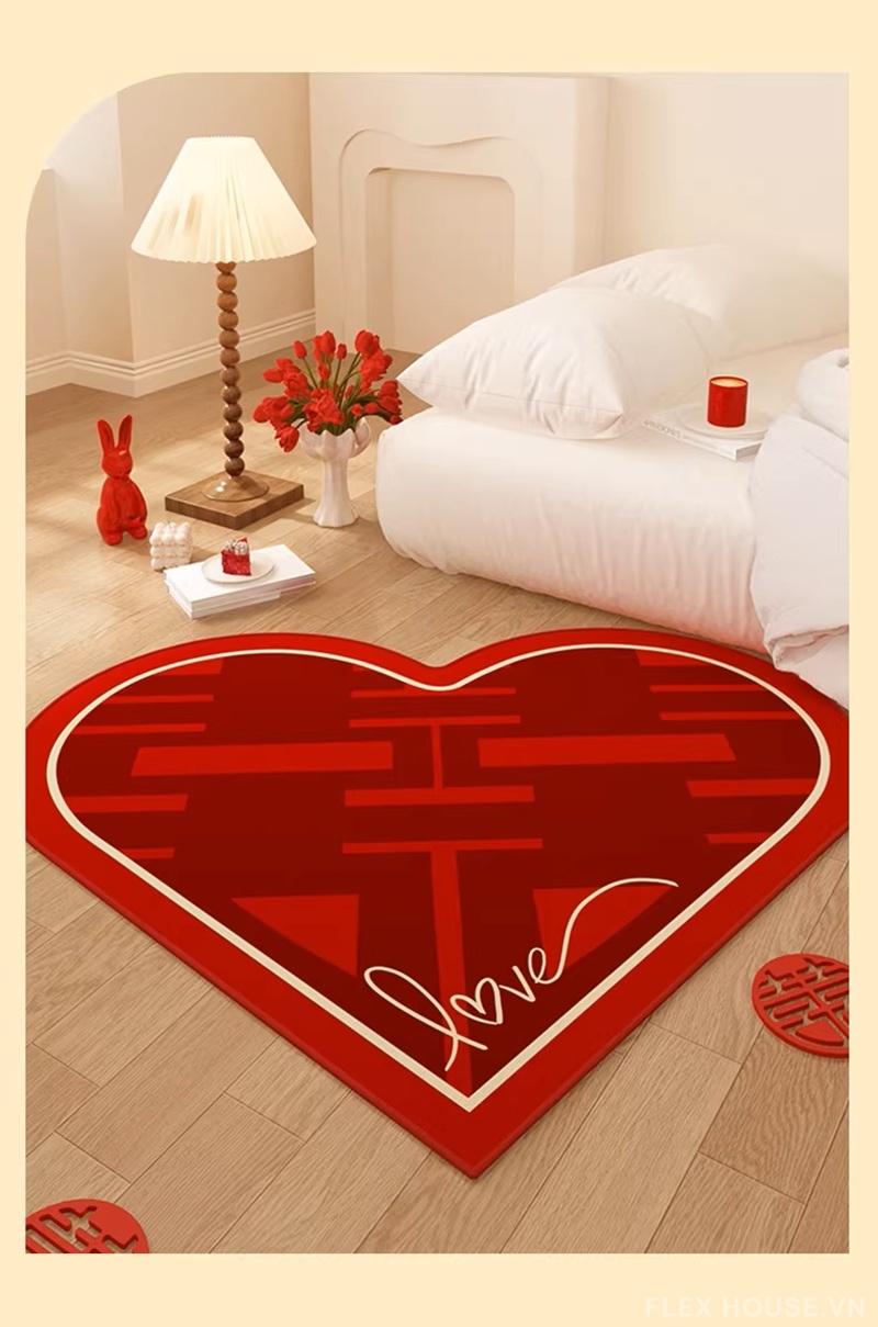 Thảm dệt trái tim đỏ decor phòng ngủ đám cưới HY8698 8 Thảm dệt trái tim đỏ decor phòng ngủ đám cưới HY8698