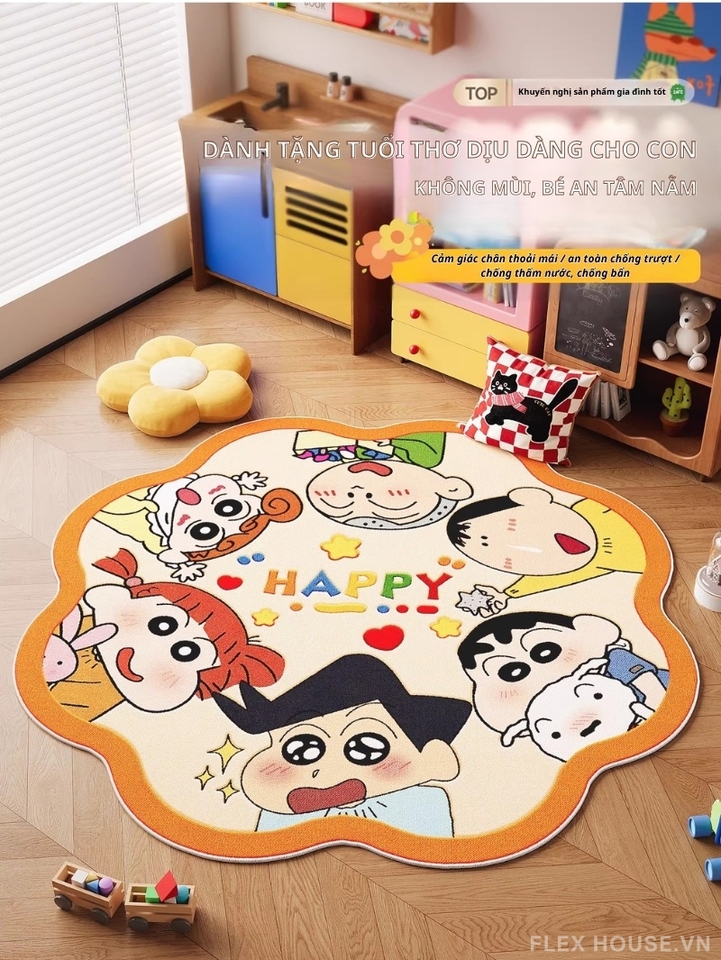 Thảm dệt viền lượn sóng Shin và những người bạn HY5332 1 Thảm dệt viền lượn sóng Shin và những người bạn HY5332