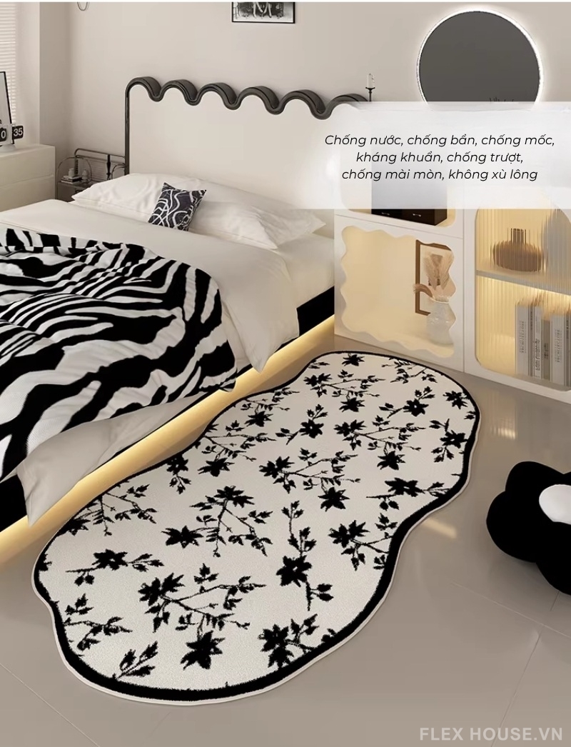 Thảm len cừu cao cấp Monochrome Floral HY7679 7 Thảm len cừu cao cấp Monochrome Floral HY7679