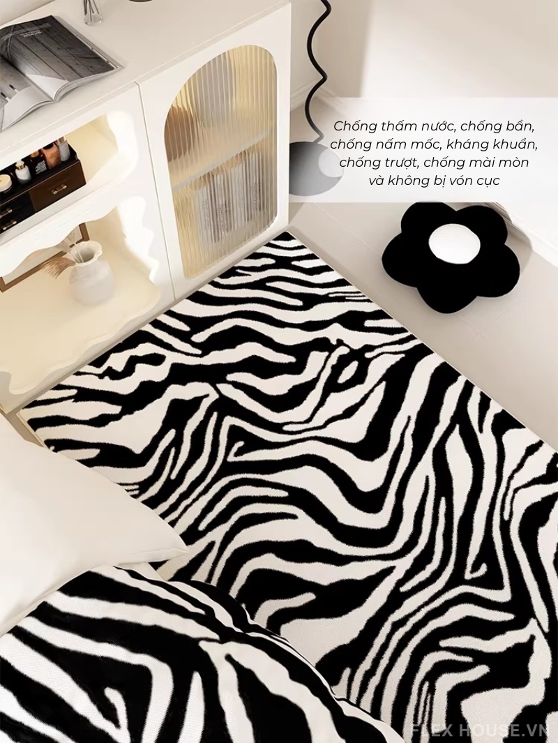 Thảm len cừu nhân tạo cao cấp họa tiết Zebra HY7683 2 Thảm len cừu nhân tạo cao cấp họa tiết Zebra HY7683