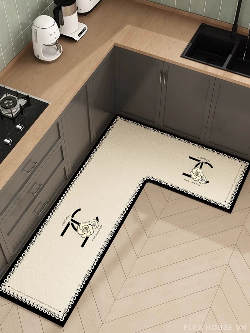 Thảm nhà bếp cao cấp phong cách Chanel Inspired HY9869 5 Thảm nhà bếp cao cấp phong cách Chanel Inspired HY9869.BE.L