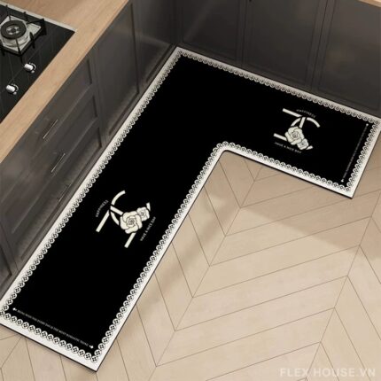 Thảm nhà bếp cao cấp phong cách Chanel Inspired HY9869.BL.L