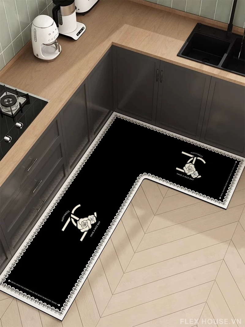 Thảm nhà bếp cao cấp phong cách Chanel Inspired HY9869 7 Thảm nhà bếp cao cấp phong cách Chanel Inspired HY9869.BL.L