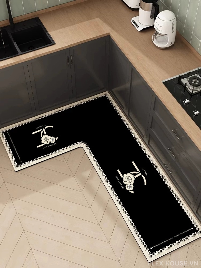 Thảm nhà bếp cao cấp phong cách Chanel Inspired HY9869 6 Thảm nhà bếp cao cấp phong cách Chanel Inspired HY9869.BL.R