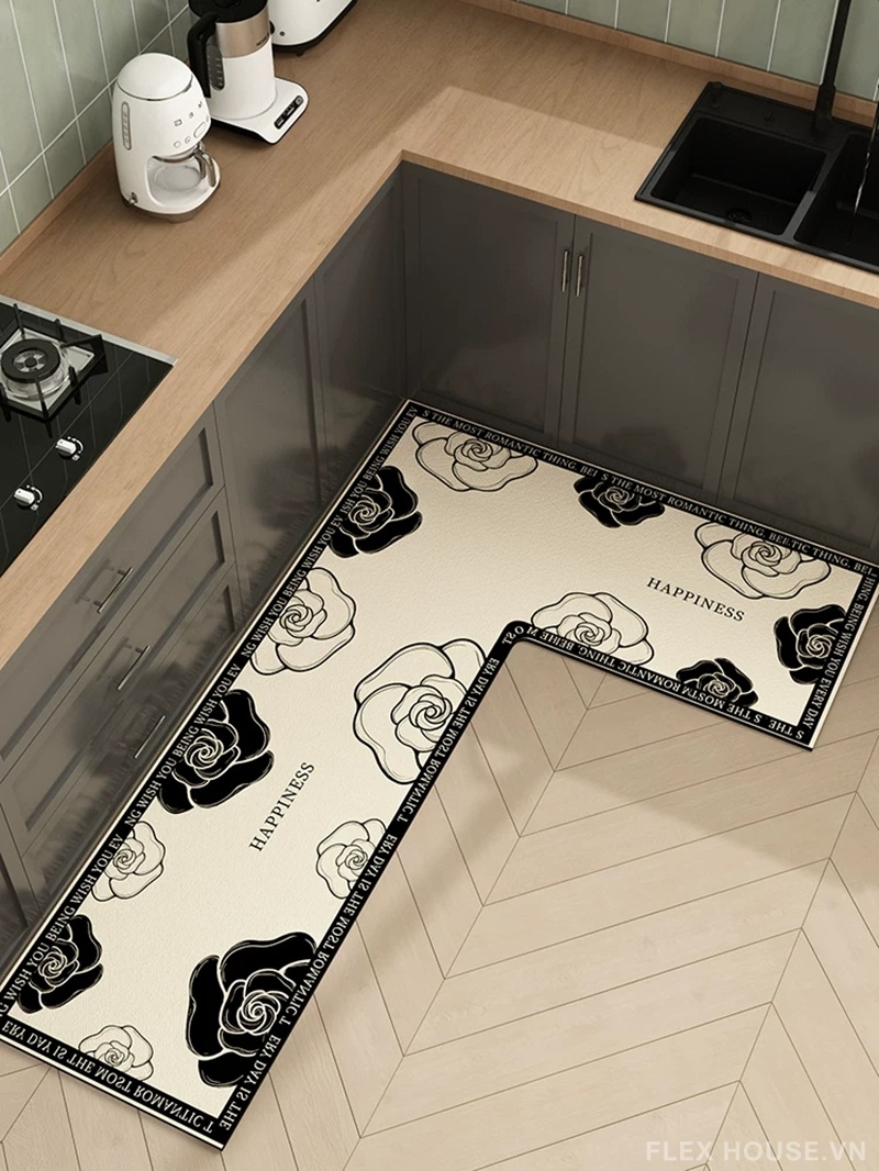 Thảm nhà bếp chống trượt Modern Floral HY9868 5 Thảm nhà bếp chống trượt Modern Floral HY9868.L