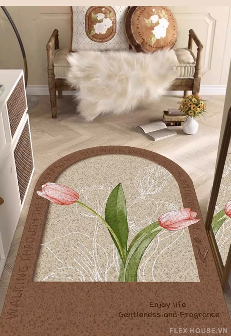Thảm PVC chùi chân trước cửa Tulip Arch Antique HY6409 2 Thảm PVC chùi chân trước cửa Tulip Arch Antique HY6409