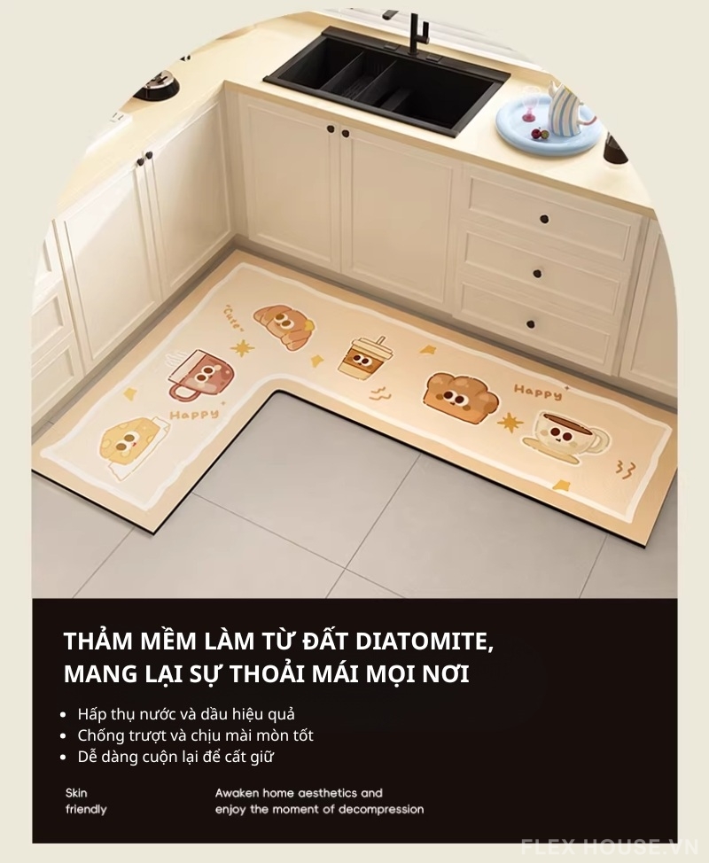 Thảm tảo cát thấm hút họa tiết Sweet Delights HY5562 1 Thảm tảo cát thấm hút họa tiết Sweet Delights HY5562