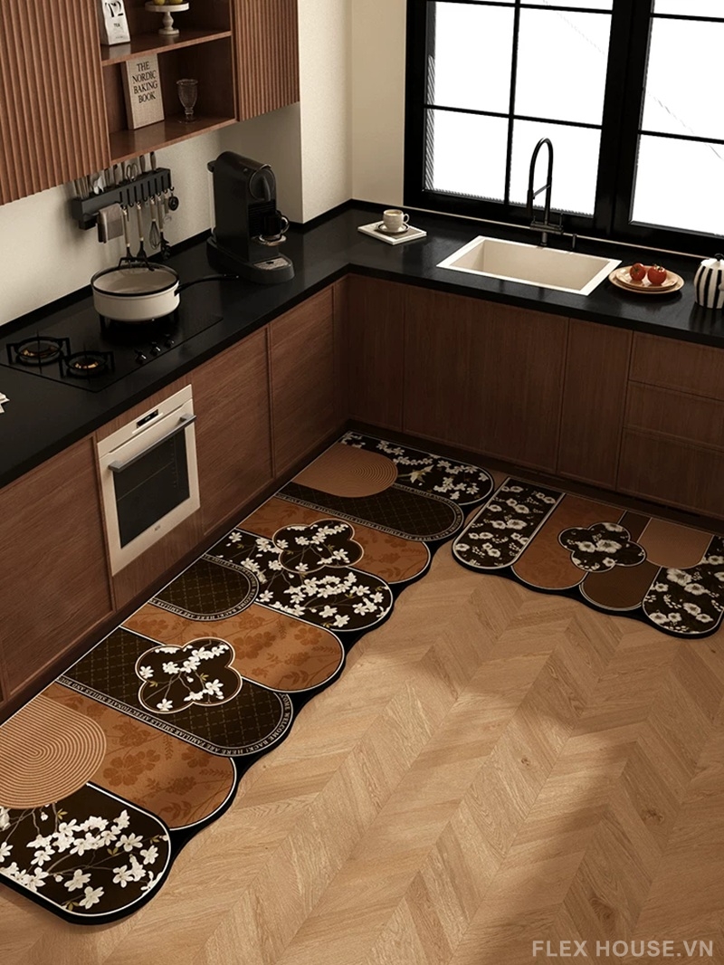 Thảm trải bếp Galley họa tiết Bạch Mai cổ điển HY9552 1 Thảm trải bếp Galley họa tiết Bạch Mai cổ điển HY9552.01