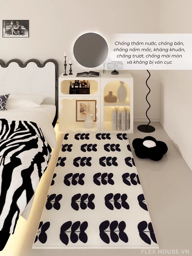 Thảm trải phòng ngủ họa tiết cành lá cách điệu HY7681 1 Thảm trải phòng ngủ họa tiết cành lá cách điệu HY7681