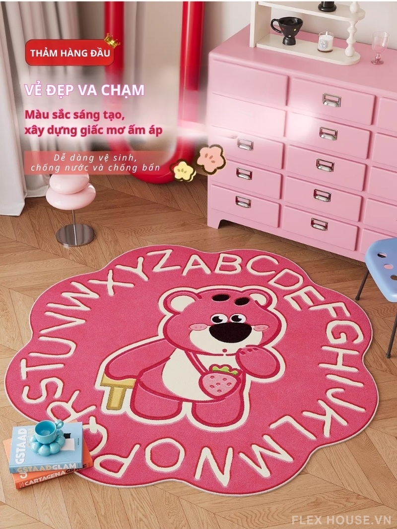Thảm trải sàn cách âm nhà trẻ hình gấu dâu Lotso HY5323 1 Thảm trải sàn cách âm nhà trẻ hình gấu dâu Lotso HY5323