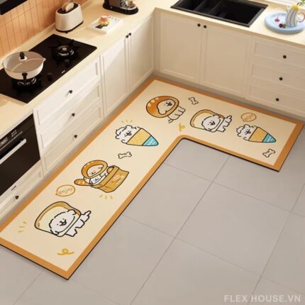 Thảm trải sàn góc bếp họa tiết Line Puppy HY5559.L