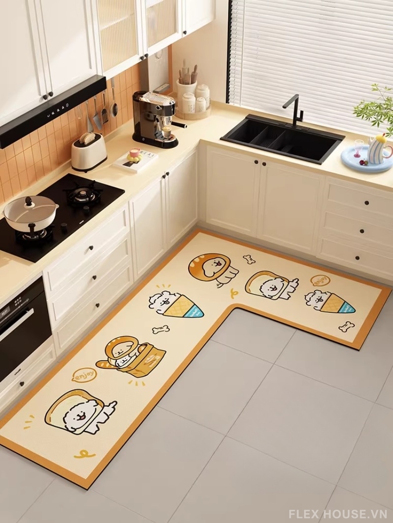 Thảm trải sàn góc bếp họa tiết Line Puppy HY5559 6 Thảm trải sàn góc bếp họa tiết Line Puppy HY5559.L