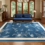 Thảm trải sàn phòng khách Indochine Blue Garden HY9688.02