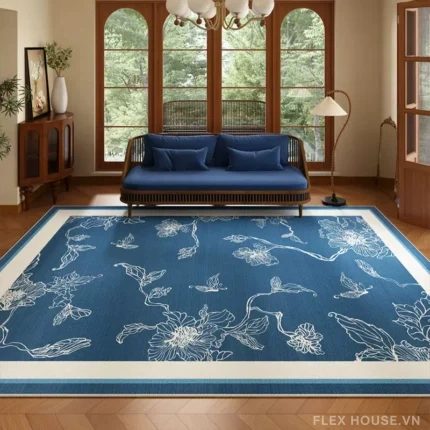 Thảm trải sàn phòng khách Indochine Blue Garden HY9688.02