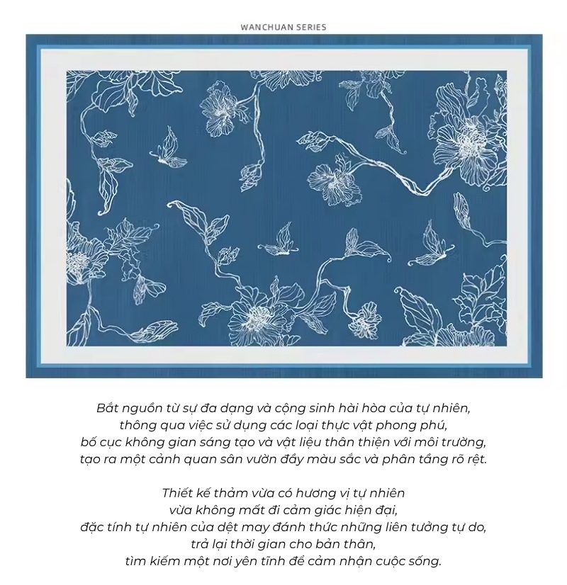 Thảm trải sàn phòng khách Indochine Blue Garden HY9688 3 Thảm trải sàn phòng khách Indochine Blue Garden HY9688