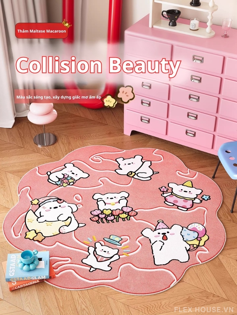 Thảm trang trí hình Maltese Macaroon năng lượng HY5331 1 Thảm trang trí hình Maltese Macaroon năng lượng HY5331