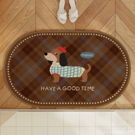 Thảm vải dệt cao cấp họa tiết Puppy Happy Plaid XF8111
