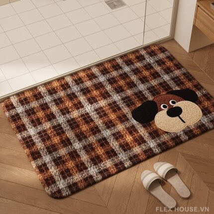 Thảm vải dệt họa tiết caro Choco-Doggy XF4045