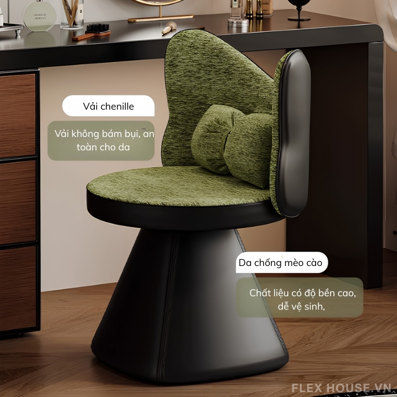 Ghế bàn trang điểm cánh bướm đệm nơ xoay 360 độ CH9000 5 Ghế bàn trang điểm cánh bướm đệm nơ xoay 360 độ CH9000 11