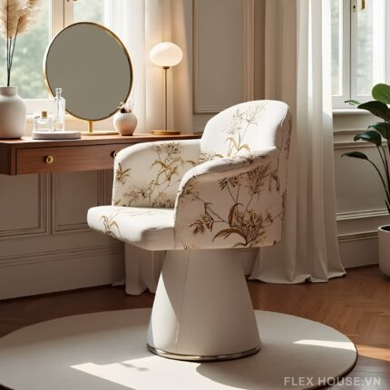 Ghế bàn trang điểm xoay 360 họa tiết bông lúa HC7845