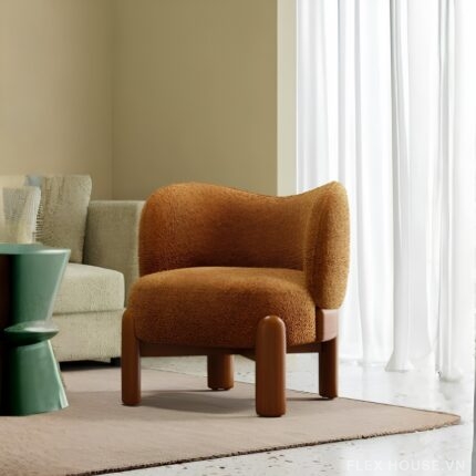 Ghế sofa đơn chân gỗ dáng thấp cổ điển HC2442