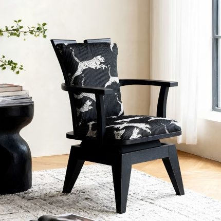Ghế sofa đơn đọc sách xoay họa tiết hổ trắng HC5805