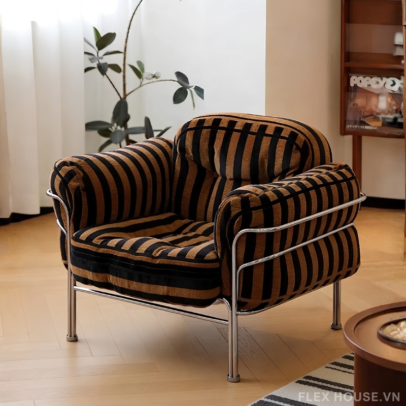 Ghế sofa phòng khách bọc vải sọc sang trọng HC4814 1 Ghế sofa phòng khách bọc vải sọc sang trọng HC4814