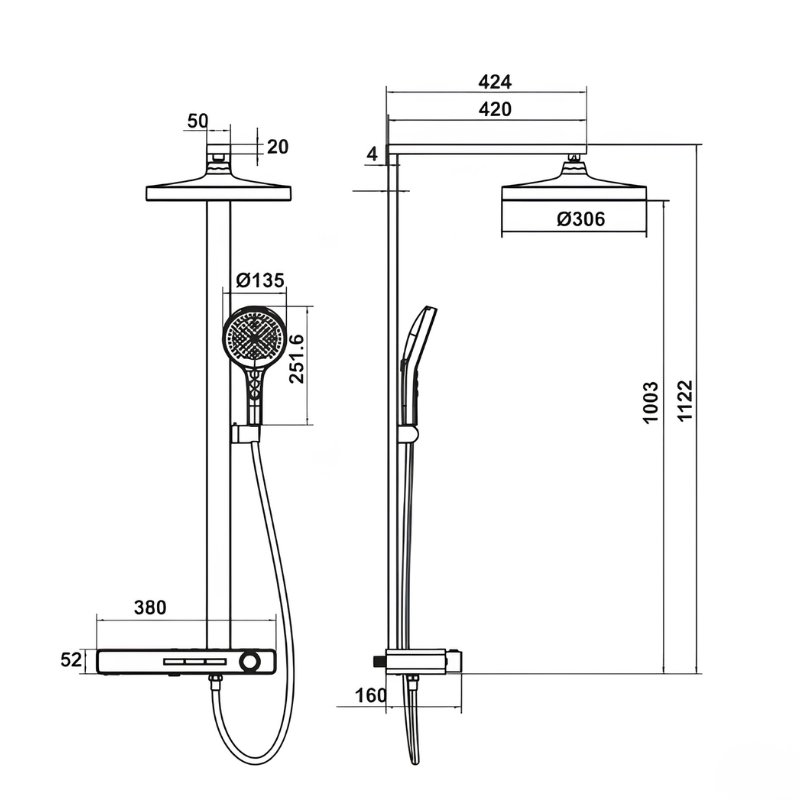 Sen tắm cây Thermo Hydropower Sense Hafele 589.34.924 6 Sen tắm cây Thermo Hydropower Sense Hafele 589.34.924 8