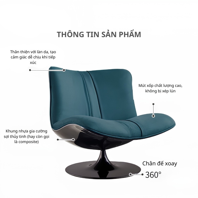 Sofa thư giãn dáng hoa tulip đệm nhung xoay 360 độ PL4361 7 Sofa thư giãn dáng hoa tulip đệm nhung xoay 360 độ PL4361 13