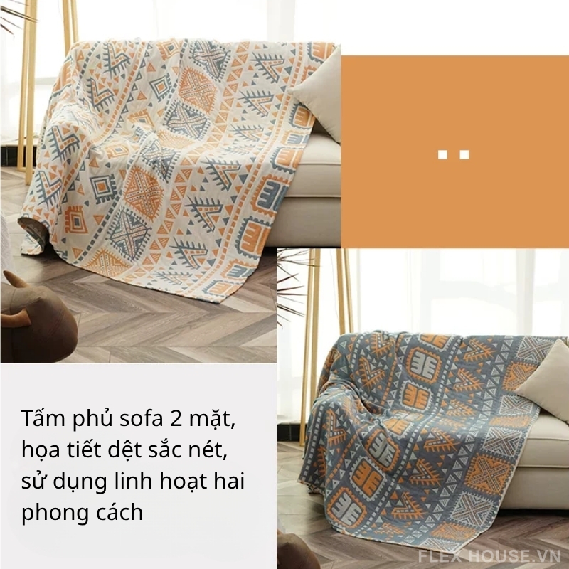 Tấm phủ sofa cotton họa tiết thổ cẩm PM2009 9 Tấm phủ sofa cotton họa tiết thổ cẩm PM2009 16
