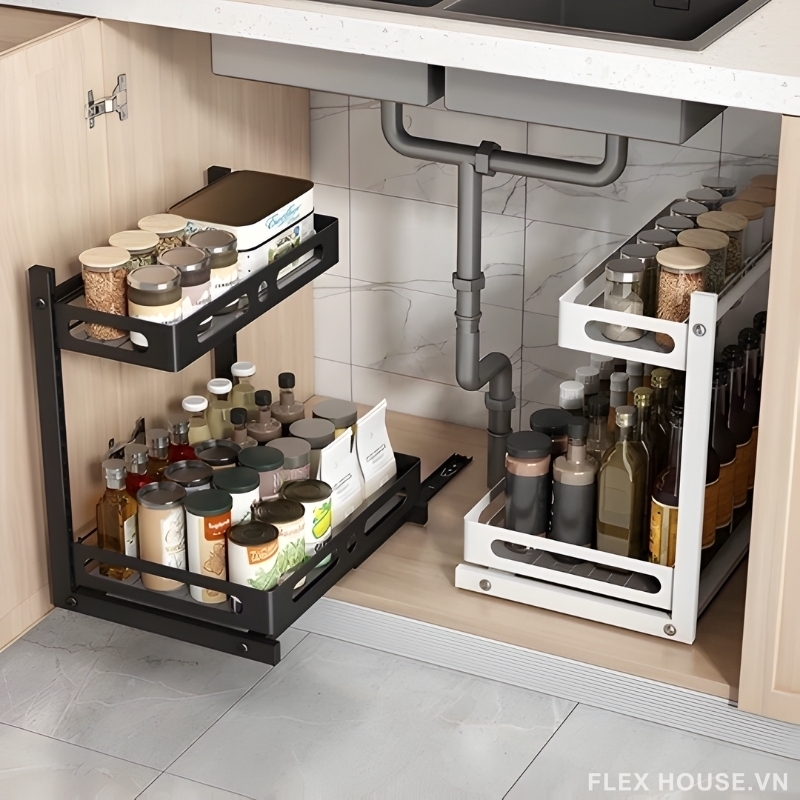Gợi ý cách bố trí khu vực dưới chậu rửa gọn gàng, sạch sẽ và tiện dụng 17 Gợi ý cách bố trí khu vực dưới chậu rửa gọn gàng, sạch sẽ và tiện dụng