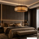 Đèn chùm pha lê màu hổ phách thả phòng ngủ master PL8366