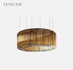 Đèn chùm pha lê màu hổ phách thả phòng ngủ master PL8366