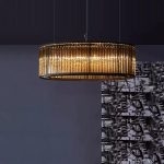 Đèn chùm pha lê màu hổ phách thả phòng ngủ master PL8366