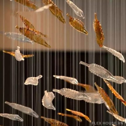 Đèn chùm sảnh khách sạn biệt thự Crystal Glass Leaf JQ4418