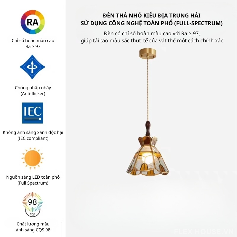 Đèn quầy bar chao cánh hoa Tuscany cổ điển HXT-141D 4 Đèn quầy bar chao cánh hoa Tuscany cổ điển HXT-141D